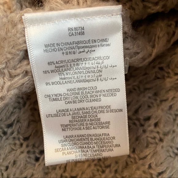 BCBGENERATION Sweater Waffle Knit High Low Wool Blend Tan Medium - Picture 5 of 7